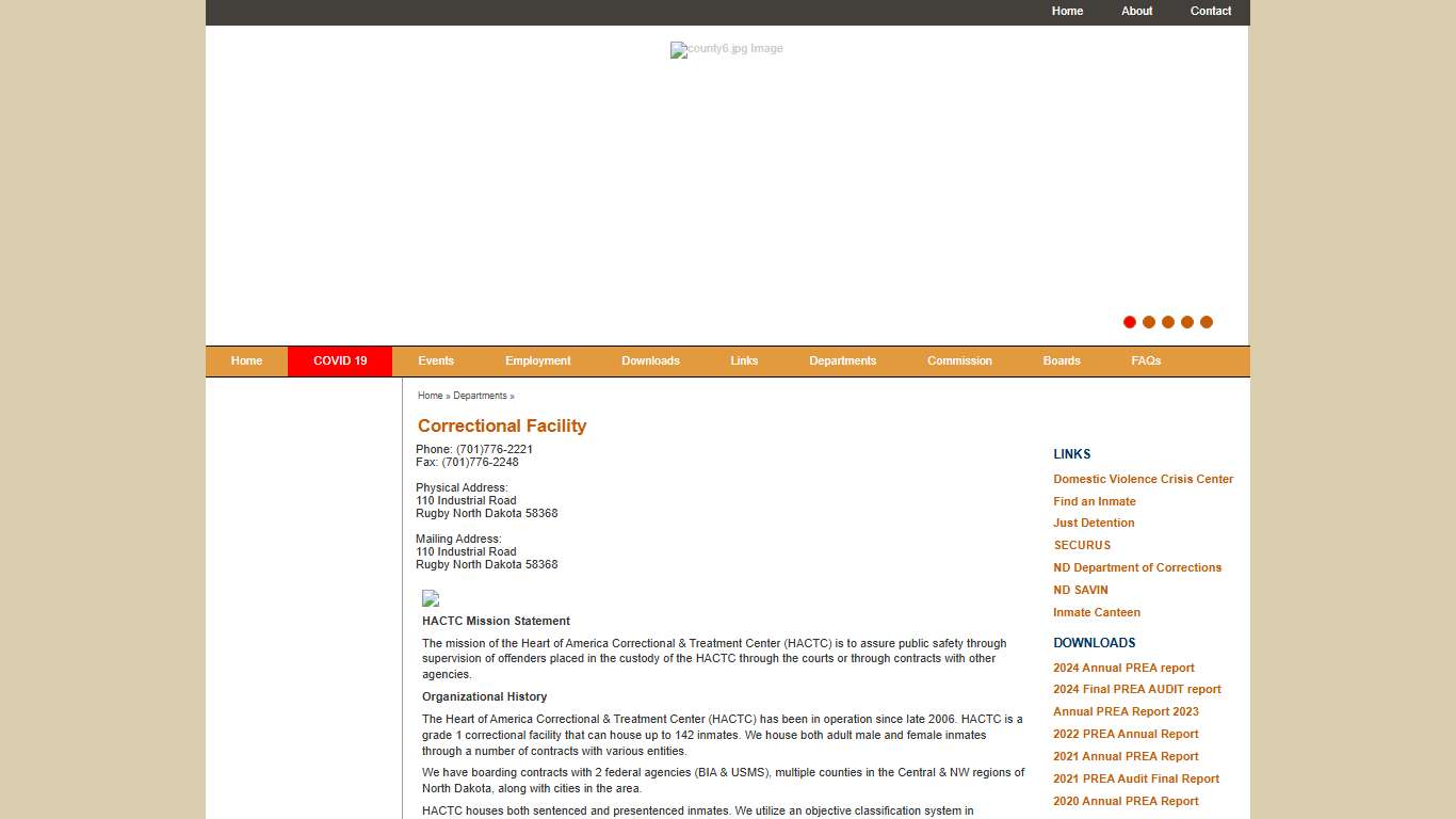 Pierce County, North Dakota - Departments - Correctional Facility