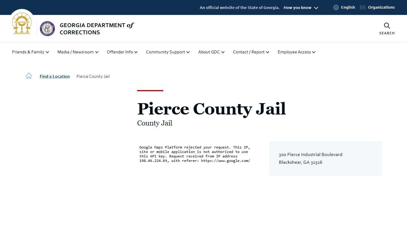 Pierce County Jail | Georgia Department of Corrections